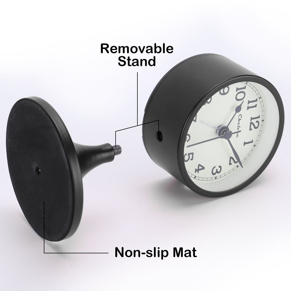Metal Alarm Clock with Removable Stand