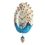 Beige Teal Dual Peacock Wall Clock