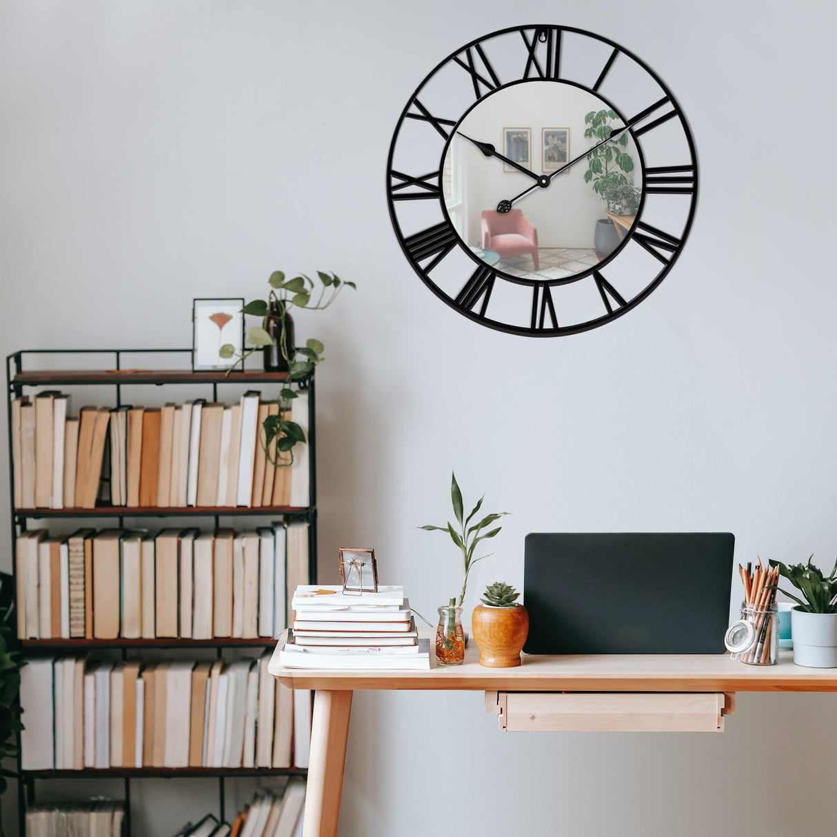Metal Skeleton Wall Clock Black
