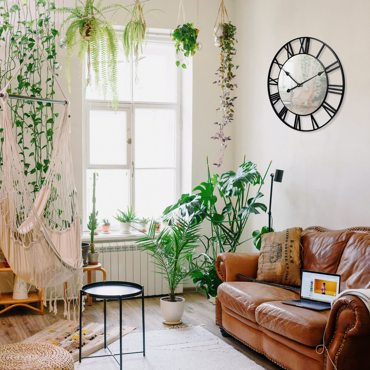 Metal Skeleton Wall Clock Black