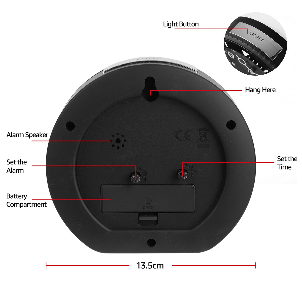 Modern Round Silent Alarm Clock