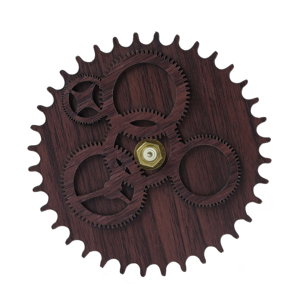 Vintage Wood Grain Gears Clock