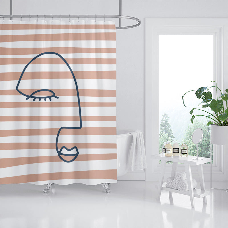 Pink Stripe Abstract Face Shower Curtain