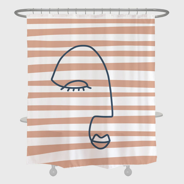 Pink Stripe Abstract Face Shower Curtain