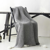 Black & White Knitted Blanket with Tassels