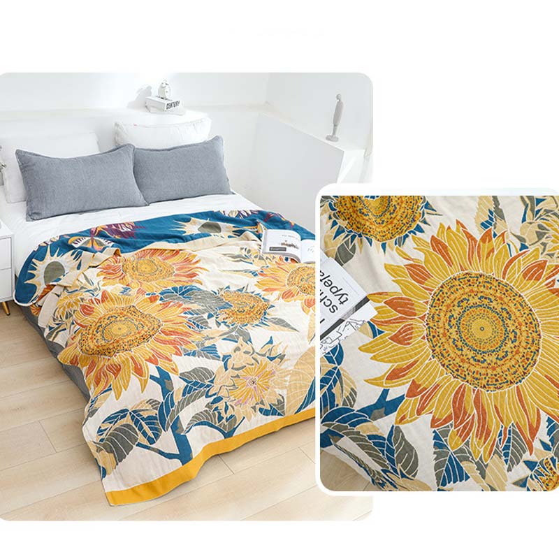 Blooming Sunflower Cotton Reversible Soft Quilt