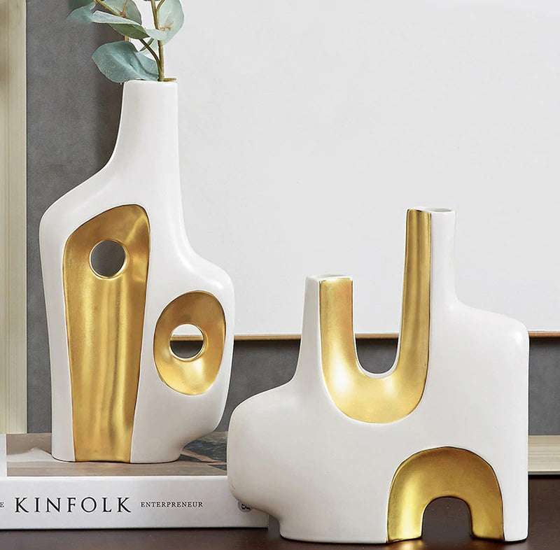 Abstract in Gold Vases