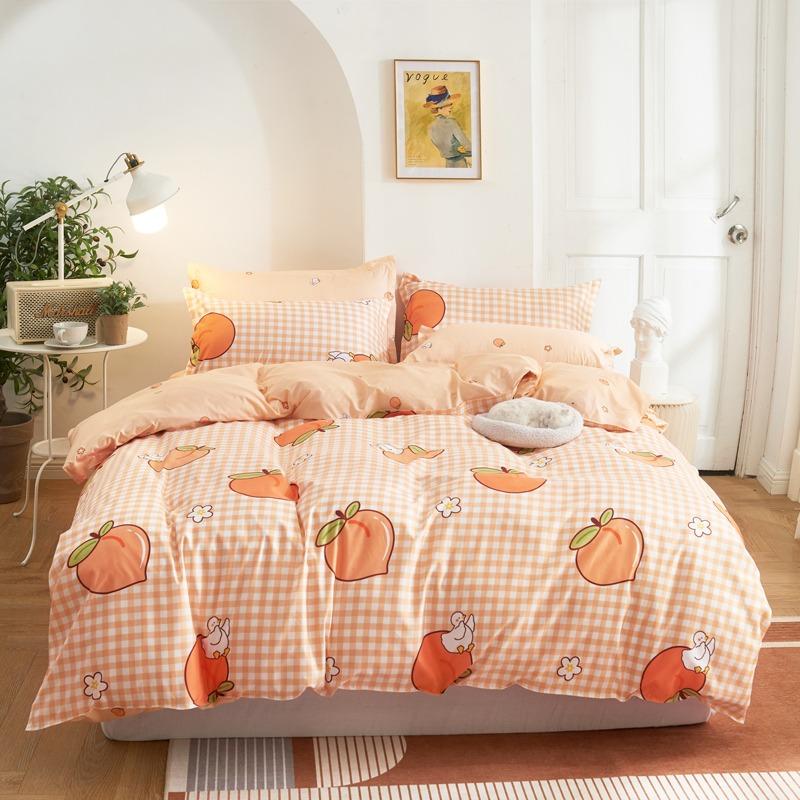 Peachy Grid Bedding Set