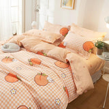 Peachy Grid Bedding Set