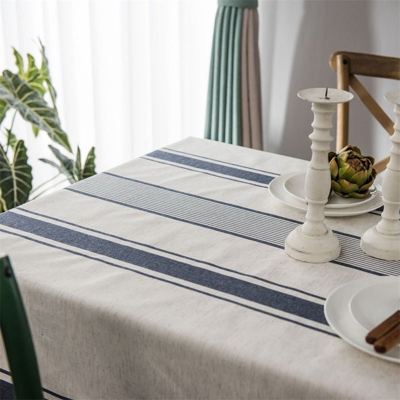 Aesthetic Linen Striped Tablecloth