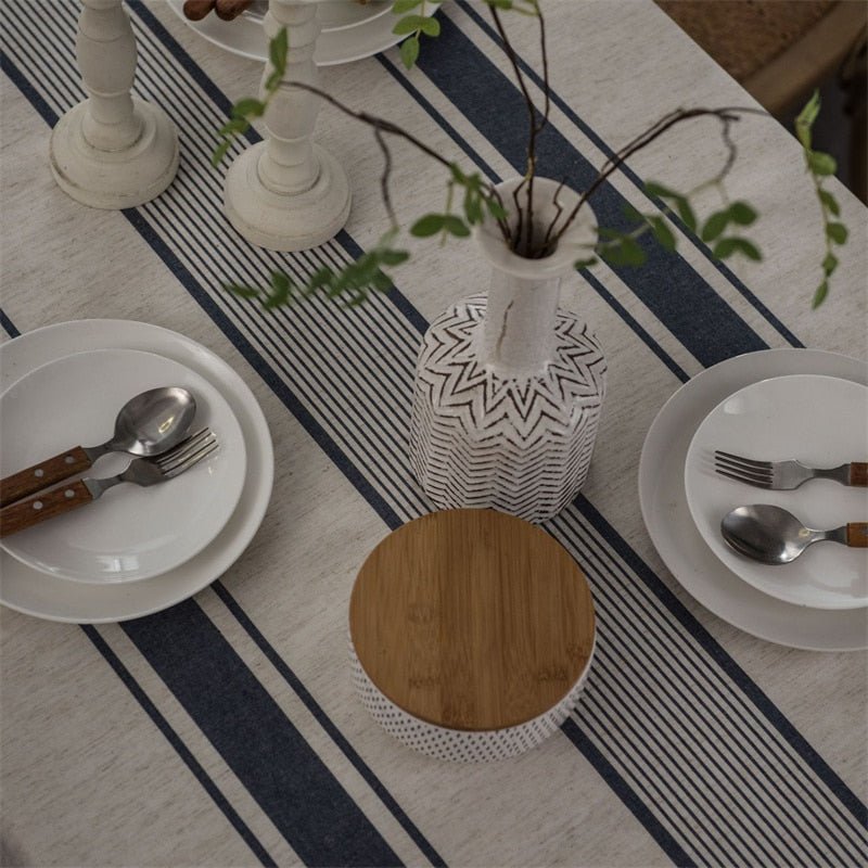 Aesthetic Linen Striped Tablecloth