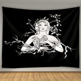 Aesthetic Moon Girl Tapestry