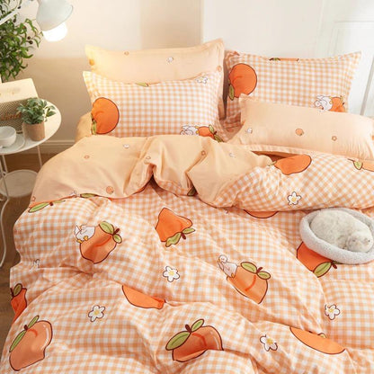 Peachy Grid Bedding Set