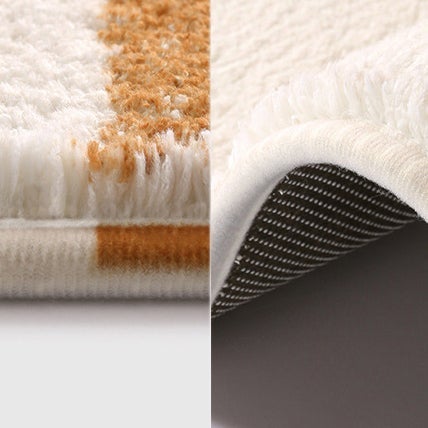 Flowing Line Grey and Light Brown Bedroom Mat