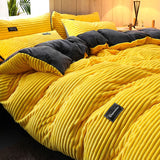 AB Sided Thicken Corduroy Velvet Winter Bedding Set Duvet Cover