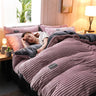 AB Sided Thicken Corduroy Velvet Winter Bedding Set Duvet Cover