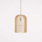 Wooden bird cage pendant light