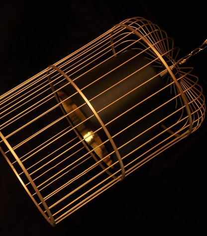 Bird Cage With Black Shade Pendant Light