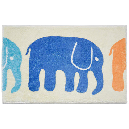Blue and Orange Elephant White Mat