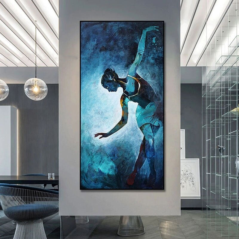 The Dancer in Blue Hand Painted Canvas