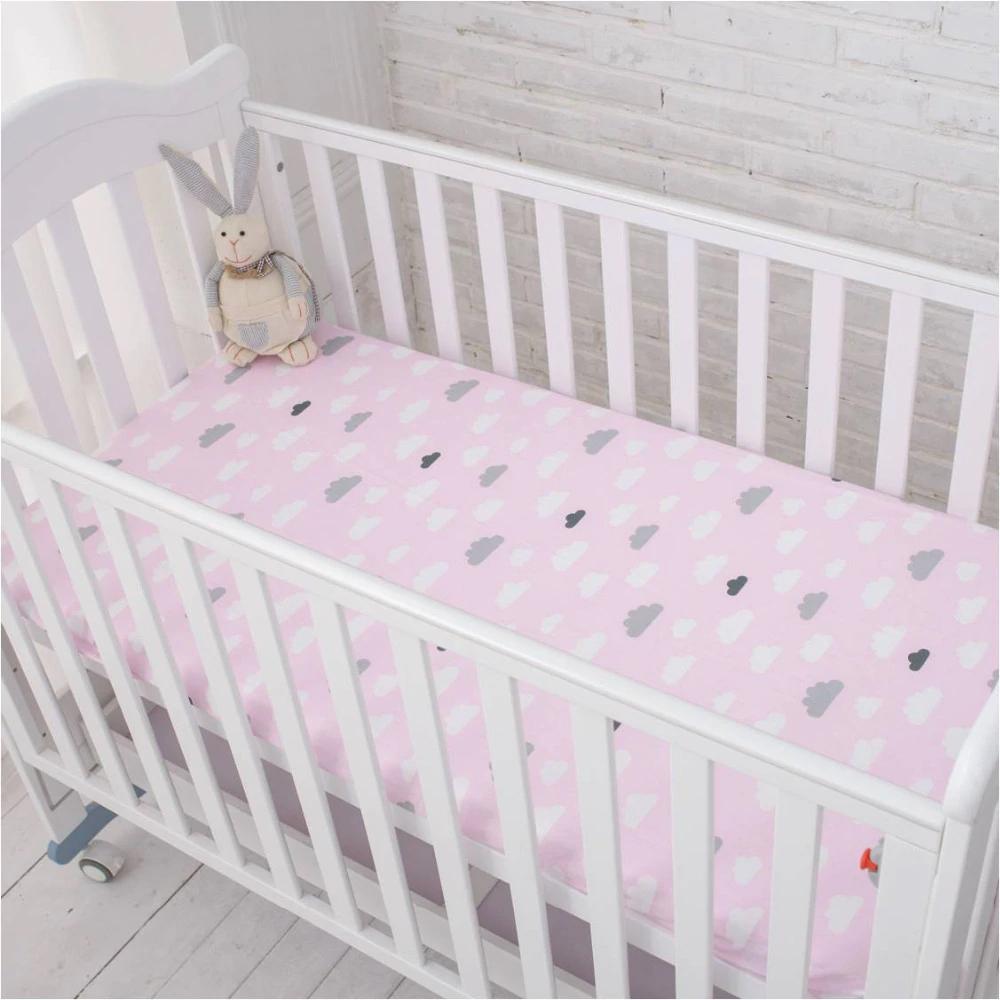 Star / Cloud / Pattern Crib Nursery Room Soft Fitted Sheet for Newborn & Baby Kids Decor