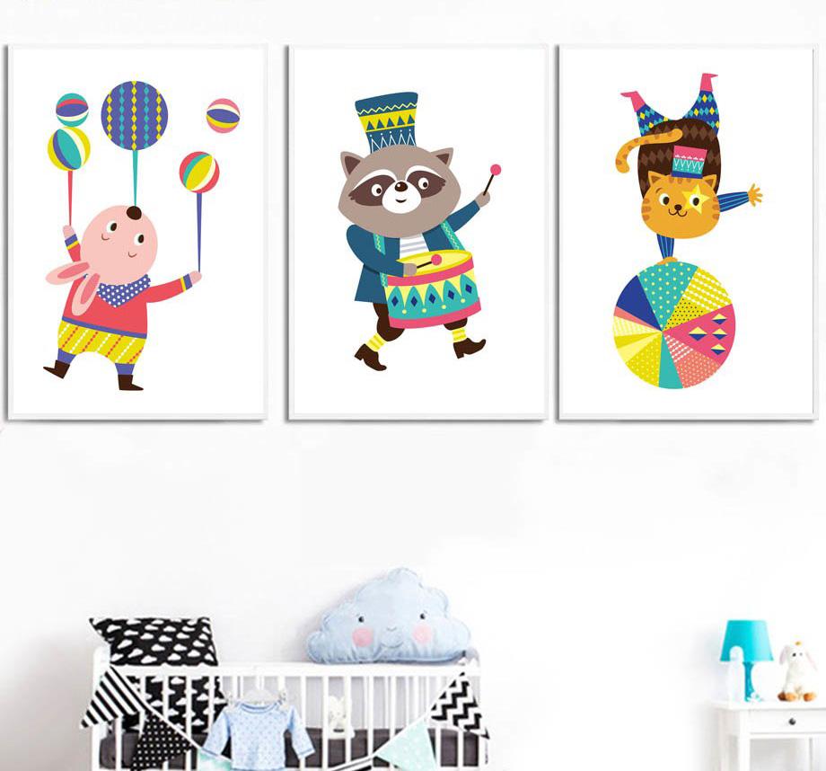 Kids Animals Circus Gifts Wall Art Canvas Decorative Pictures Poster Print Wall Art Room Kids Decor