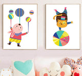 Kids Animals Circus Gifts Wall Art Canvas Decorative Pictures Poster Print Wall Art Room Kids Decor