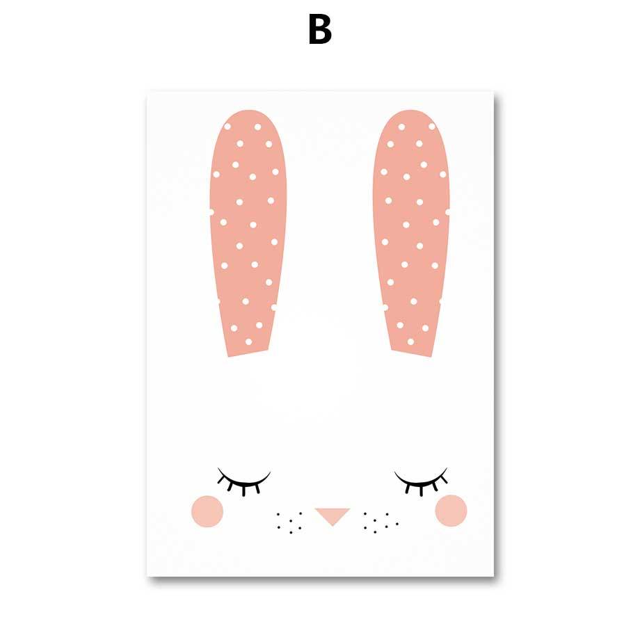 Rabbit Illustration Gifts Girl Wall Art Canvas Decorative Pictures Poster Print Wall Art Room Kids Decor