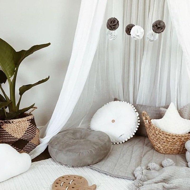 Soft Round PomPom Pillow | Cushion Nursery Kids Room Decor