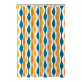 Feblilac Orange Yellow Blue Wave Geometric Shower Curtain with Hooks, Geometric Figure Bathroom Curtains with Ring, Unique Bathroom décor, Boho Shower Curtain, Customized Bathroom Curtains, Extra Long Shower Curtain