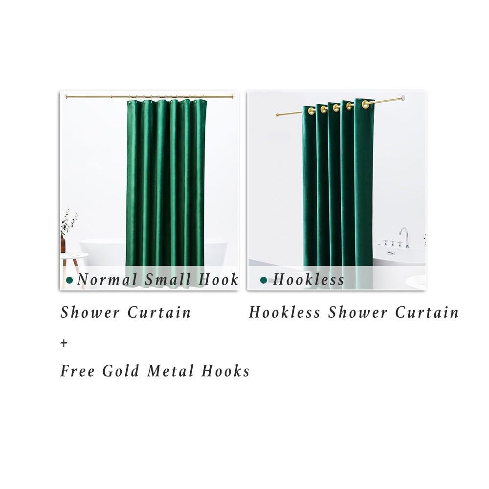 Green Velvet Shower Curtain, Emerald Extra Long Shower Curtains, Modern Extra Thick Shower Curtain, Vintage Home Decor, Water Repelling
