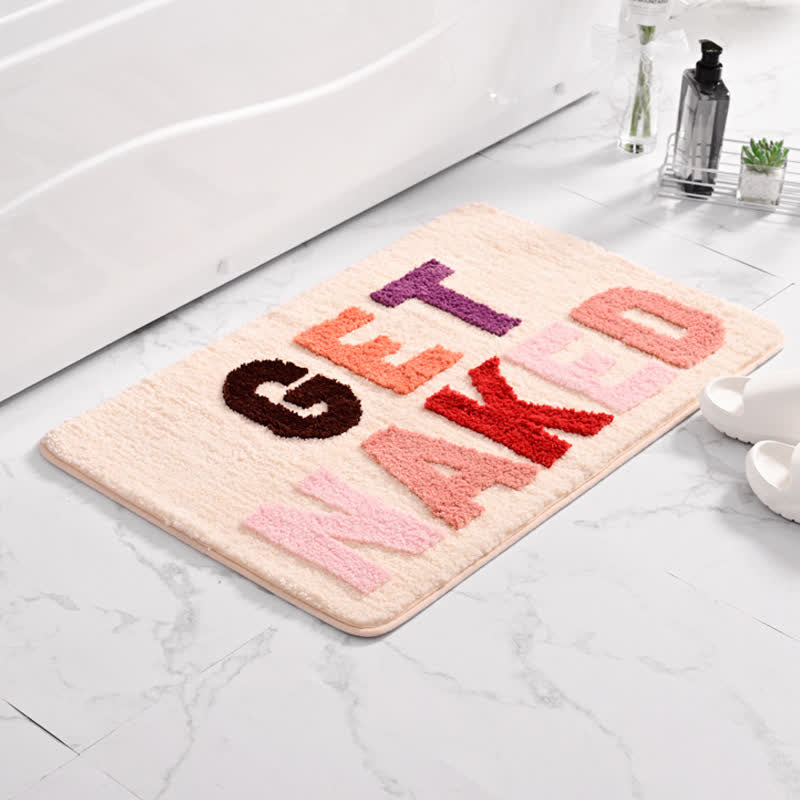 Feblilac Colorful Get Naked Bath Mat, 19.6″x31.5″ Non Slip Bathmat