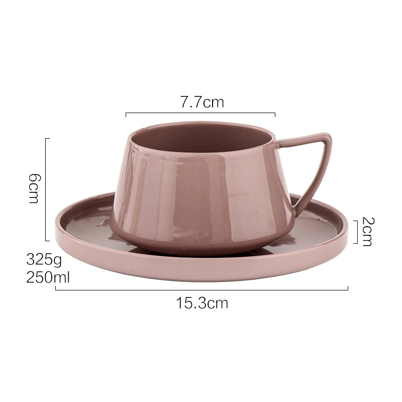 Nordic style simple ceramic coffee cup and saucer high-value afternoon tea cup light luxury Morandi color