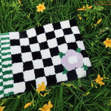 Checkerboard Flower Accent Rug