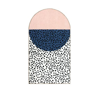 Modern Pink & Blue with Black Dots Rug | Carpet