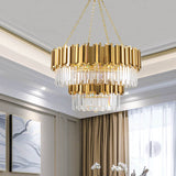 crystal chandelier with drum shade