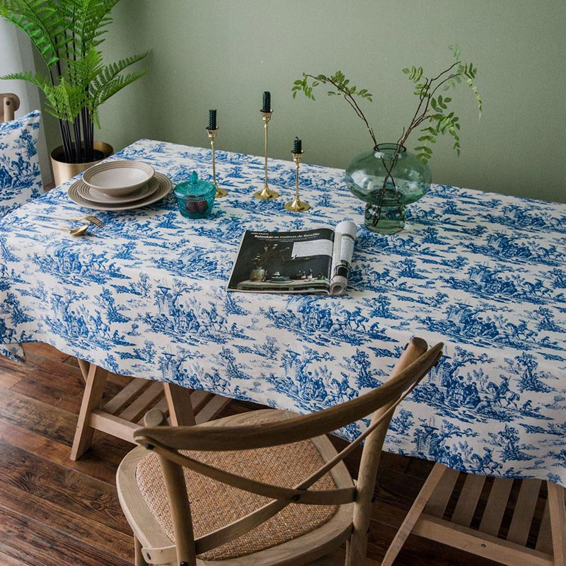 Blue White Painting Table Cover