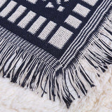 Bohemian Black & White Plaid Tassel Blanket