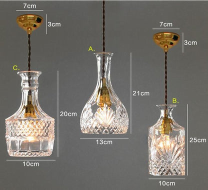 Cut glass bottle Pendant Light