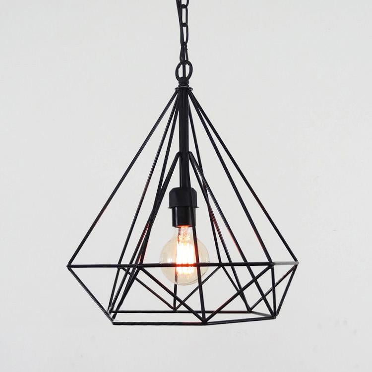 Geometric Diamond Wire Cage Pendant Light