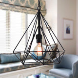 Geometric Diamond Wire Cage Pendant Light