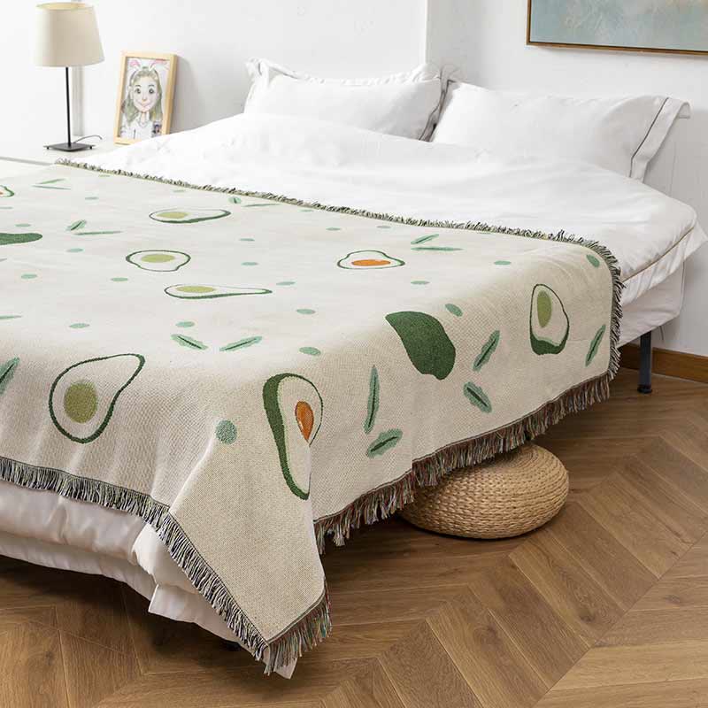 Avocado Print Blanket with Tassel