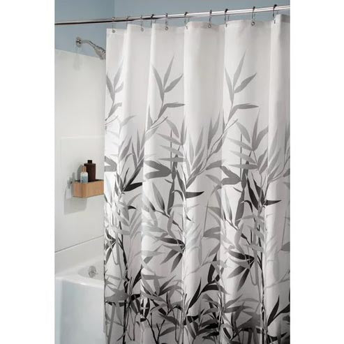 Feblilac Black and Grey Bamboo Forest Shower Curtain with Hooks, Bloom Floral Bathroom Curtains with Ring, Unique Bathroom décor, Boho Shower Curtain, Customized Bathroom Curtains, Extra Long Shower Curtain