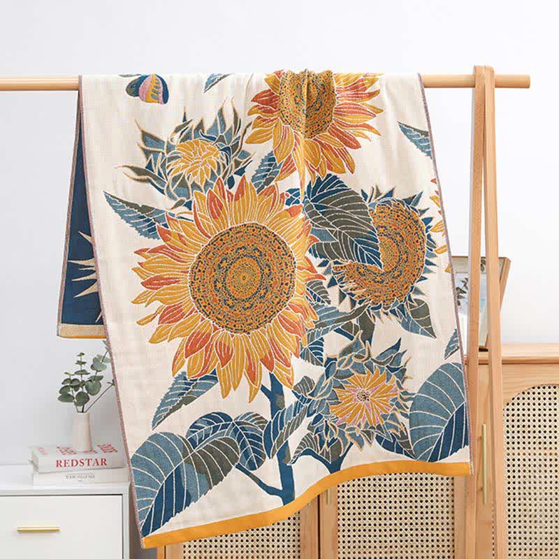 Blooming Sunflower Cotton Bath Towel