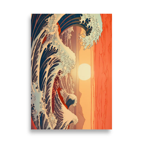 Waves with Sunset - Wallart