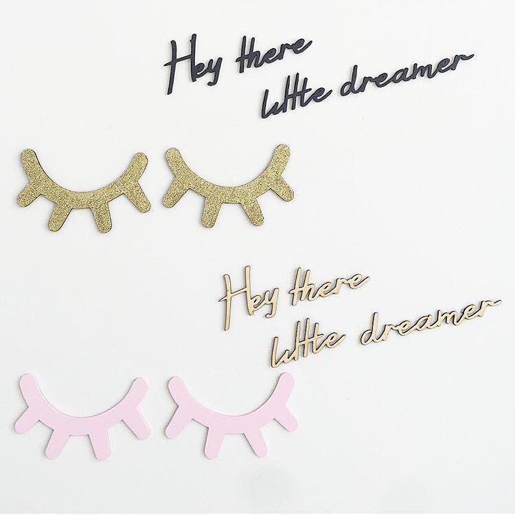 Eyelash Wooden Wall Decals Stickers - 2pcs