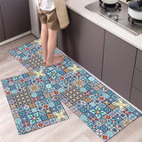 Blue Patchwork Kitchen Rugs Anti-Slip - Carpets