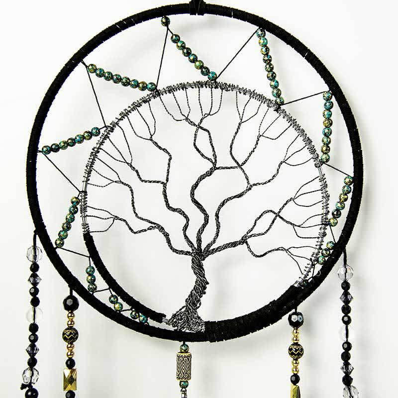 "Tree of Life" Black Feather Dream Catcher