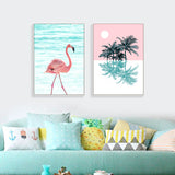 Flamingo and Palm Tree Gifts Girl Wall Art Canvas Decorative Pictures Poster Print Wall Art Room Kids Decor