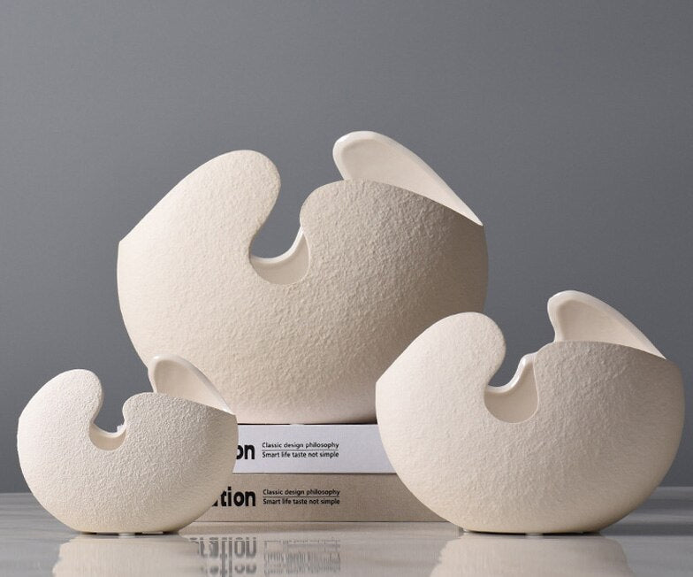 Hani White Cracked Egg Vases